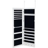 Tangkula Lockable Wall Mounted Mirrored Jewelry Organizer White Armoire Cabinet w/ LED Lights - 3 of 4