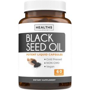 Black Seed Oil Capsules, Hair, Skin & Metabolism Support, Supports Weight Loss, Health's Harmony, 60, 120 & 180ct - 1 of 4