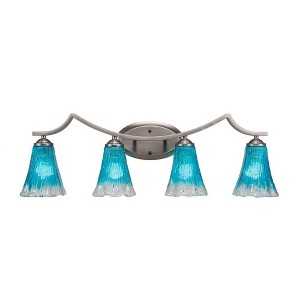 Toltec Lighting Zilo 4 - Light Vanity in  Graphite with 5.5" Fluted Teal Crystal  Shade - 1 of 1