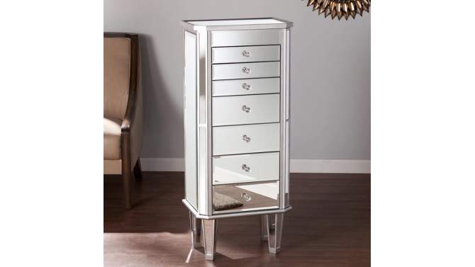 Melanie 7 Drawer Glam Jewelry Armoire Mirrored/Brushed - Aiden Lane, 2 of 11, play video