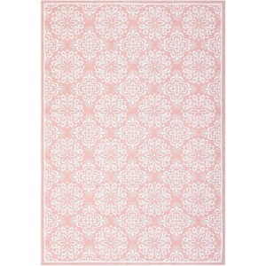 Washable Runner or Area Rug, Modern Floral Design, Low Pile, Non-Slip Rubber Back, Foldable for Hallway, Kitchen, Laundry - 1 of 4