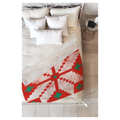 Red Nature Zoe Wodarz Southwest Snowflake Red Sherpa Throw Blanket (50"X60") - Deny Designs