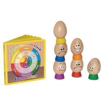 HAPE Eggspression - 6 Wooden Egg Figures and Book Set