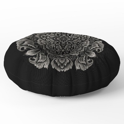 Pimlada Phuapradit Lace Doily Drawing Black Round Floor Pillow - Deny Designs