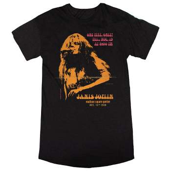 Janis Joplin 1969 Madison Square Garden Crew Neck Short Sleeve Black Heather Women's Night Shirt