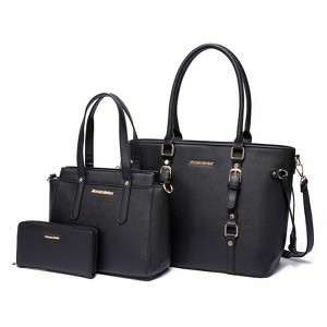 3PCS Purses Tote Bag and Wallet Set Shoulder Satchel Crossbody Bags Leather Handbag - 1 of 4