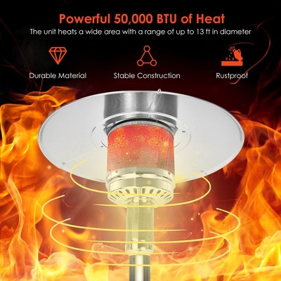 Stainless Steel 50000 BTU Propane Patio Heater with Wheels
