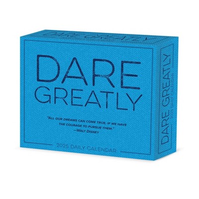 Willow Creek Press Dare Greatly 2025 Box Calendar: Daily Desktop, 5x6", Paper, Glue Binding, All Ages, Blue
