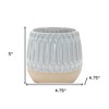 HomeRoots Set of Two Beige and White Ribbed Round Porcelain Table Vase - 3 of 4