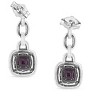 Haus of Brilliance Silver 6x6MM Cushion Purple Amethyst and Diamond Accent Drop Dangle Earrings - 3 of 4
