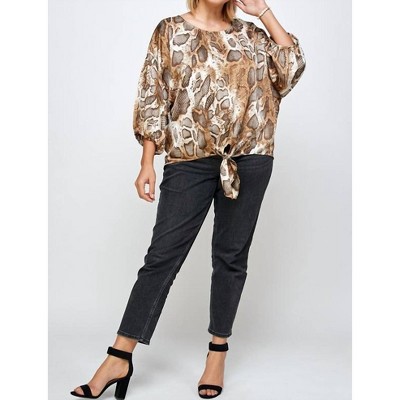 Women's Tie Front Blouse Plus - SEE AND BE SEEN