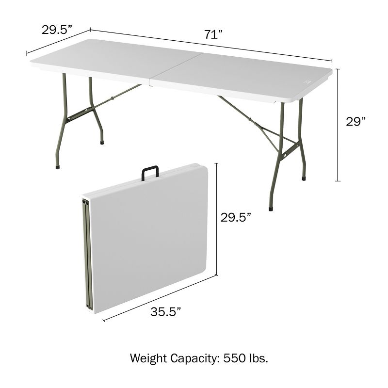 Hasting Home Adjustable Folding Table - Plastic Utility Tabletop, 2 of 9