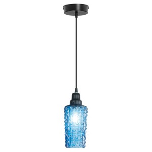 River of Goods 4.75" 1-Light Apollo Glass and Metal Pendant Blue: Contemporary Ceiling Fixture, UL Listed, Adjustable Height - 1 of 4