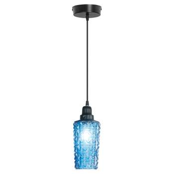 River of Goods 4.75" 1-Light Apollo Glass and Metal Pendant Blue
