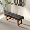 TiramisuBest Button Tufted Bed Bench - Upholstered with Arms & Solid Wood Legs, Black - 2 of 4