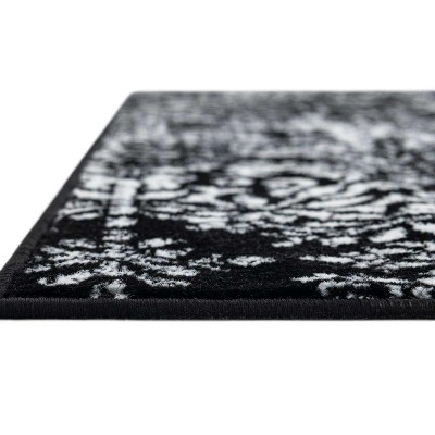 Black and White Bohemian Low Pile Area Rug