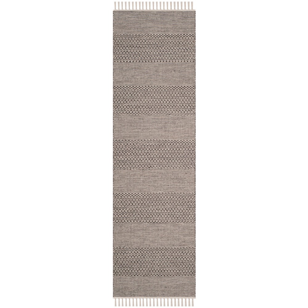  Runner Striped Woven Rug Ivory/Anthracite
