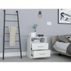 Vynxaria Modern Multipurpose Nightstand End Table Side Table - Superior Top, 2 Drawers, 1 Shelf, Metal Handles, White, 19.9"H x 16"W - 3 of 4