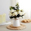 Farmlyn Creek 4 Piece Artificial White Roses, Fake Faux Flowers Plants with Ceramic Vase for Indoor Spring Home Decor - image 2 of 4