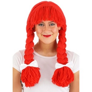 HalloweenCostumes.com One Size Fits Most Women Authentic Women's Raggedy Ann Yarn Costume Wig for Adults,  Red/White - 1 of 4