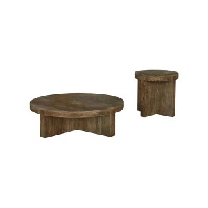 Coaster,Kinkaid Round Solid Mango Wood Coffee Table - 1 of 4