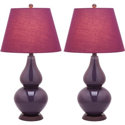 Cybil 26" Dark Purple Double Gourd Glass Table Lamp Set