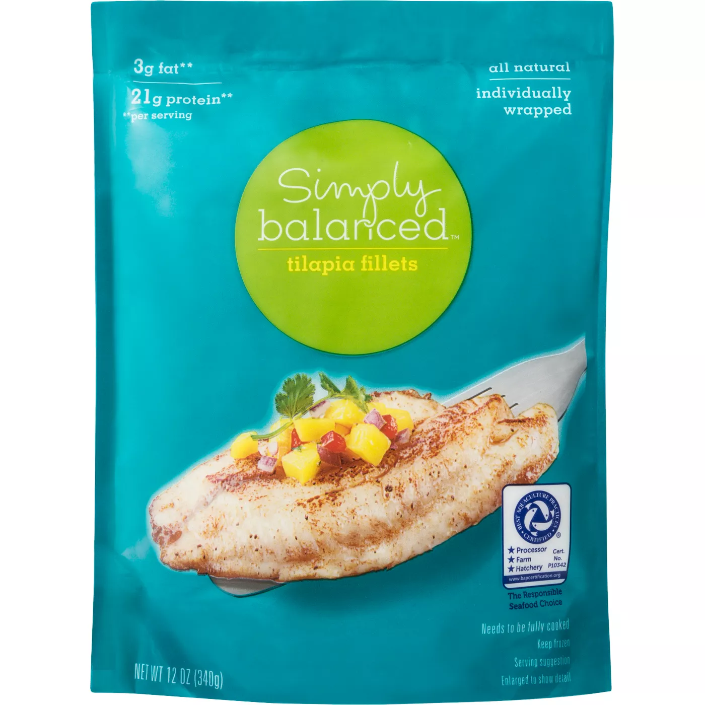 Farm Raised Tilapia Fillet - 12oz - Simply Balanced™ - image 1 of 4