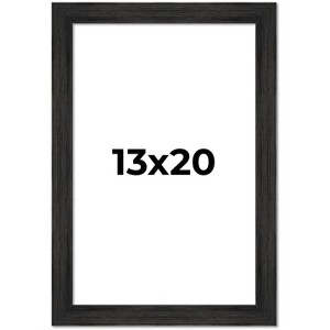 PosterPalooza | 13x20 Wide Barnwood Picture Frame, UV Acrylic, 6 Finishes - Grey, Brown, White, and Black - 1 of 4