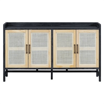 XINGHANZHENXUAN Rustic Sideboard Buffet Cabinet with Rattan Doors, Storage Cabinet with Adjustable Shelves for Dining Room & Living Room