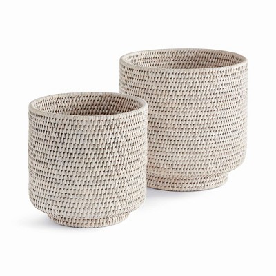 Plum & Post Burma Rattan Cachepots Large Set Of 2