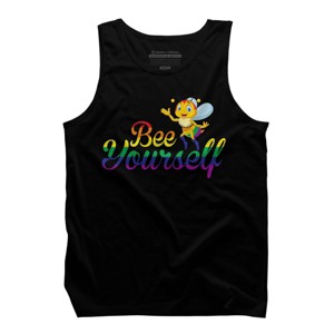 Adult Design By Humans Bee Yourself Rainbow Pride By AmusingDesignCo Tank Top - 1 of 2