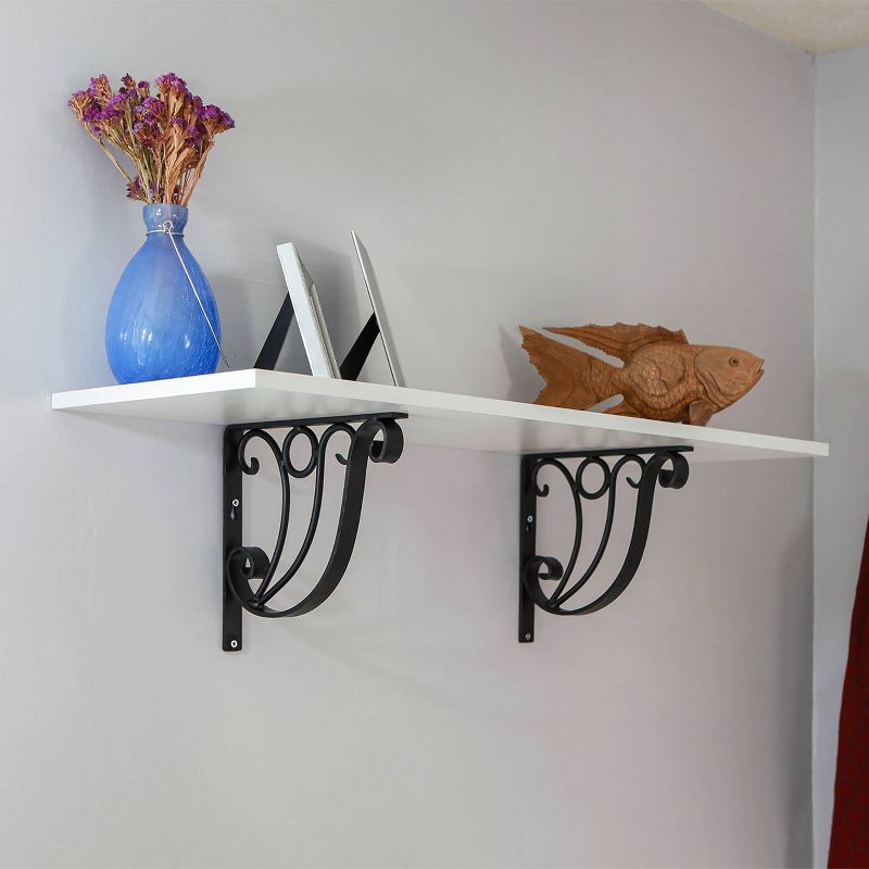 2pk 12&#34; Art Deco Steel Shelf Bracket Black - ACHLA Designs, 4 of 5