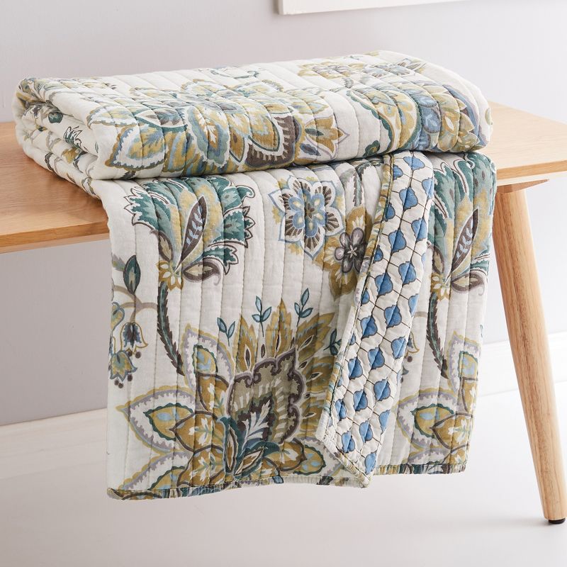 Palladium Grey Floral Quilted Throw - Levtex Home, 2 of 5
