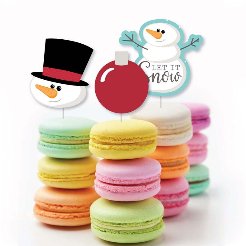 Big Dot of Happiness Let It Snow - Snowman - Dessert Cupcake Toppers - Christmas and Holiday Party Clear Treat Picks - Set of 24, 4 of 7