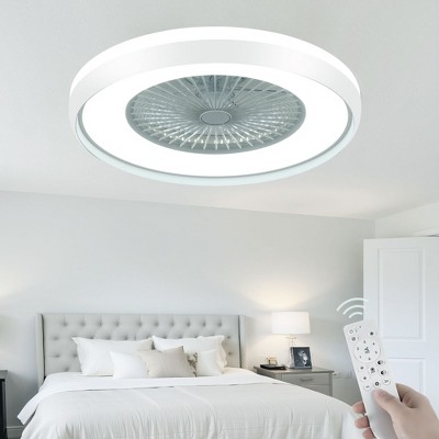 HUMHOLD 24" Low Profile Bladeless Ceiling Fan with 3-Dimmable Light, Remote/APP Control, 6 Speeds Flush Mount Smart Fan