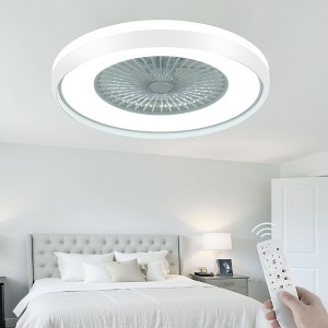 HUMHOLD 24" Low Profile Bladeless Ceiling Fan with 3-Dimmable Light, Remote/APP Control, 6 Speeds Flush Mount Smart Fan - 1 of 4