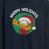 Men's - Garfield - Happy Holidays Wreath Long Sleeve Graphic T-Shirt - 2 of 4