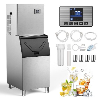 Mojgar Commercial 650Lbs/24H Ice Maker Machine,Ice Ready in 5-15 min,360Lbs Large Storage,1033W Stainless Steel Electric Cube Ice Machine