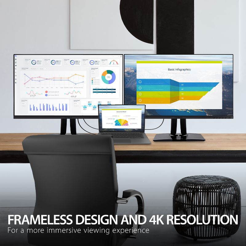 ViewSonic VP2756-4K 27 Inch Premium IPS 4K Ergonomic Monitor with Ultra-Thin Bezels, Color Accuracy, Pantone Validated, HDMI, DisplayPort and USB C, 6 of 11