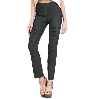 Women's High Waist Denim Pants With Ripped Details - umgee