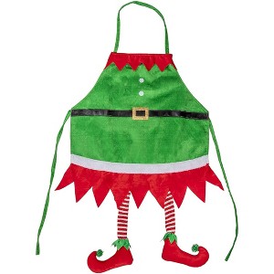 Juvale Christmas Apron with Hanging Legs for Party Kitchen Accessory, Green & Red (35 x 23 in) - 1 of 4