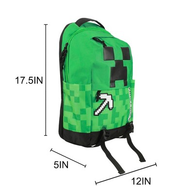 Minecraft Creeper & Pickax Green Adult 17.5" Backpack — фото 2