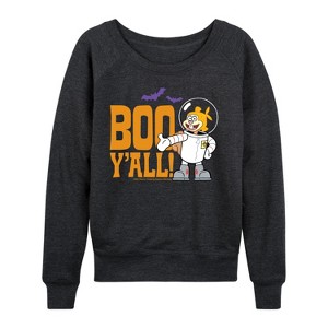 Women's - SpongeBob SquarePants - Sandy Boo Y'all Lightweight French Terry Wide Neck Long Sleeve Shirt - 1 of 4