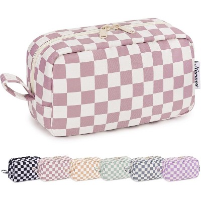 Narwey Checkered Makeup Bag Travel Cosmetic Bag