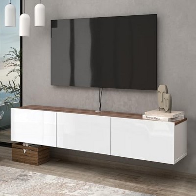 Atelier Mobili Floating TV Stand Floating Entertainment Center TV Stand Wall Mounted and Floating Shelf for Under TV