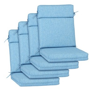 Aoodor Outdoor High Back Dining Chair Cushion Set, Water Proof & Stain Resistant Polyester Fabric Cover with Ties and Zipper, Set of 4 - 1 of 4