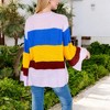 Anna-Kaci Women's Striped Knit Sweater with Bell Sleeves and Colorful Details for Casual Looks - 2 of 4
