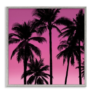Stupell Industries Pink Tropical Sunset Palm Trees Black Framed Giclee Art - 1 of 4