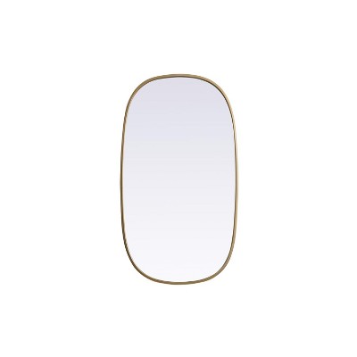 Elegant Lighting Metal Frame Oval Mirror 20x36 Inch in Brass