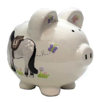 Bank 7.5" Giddy Up Horse Piggy Bank Flowers Insects  -  Decorative Banks